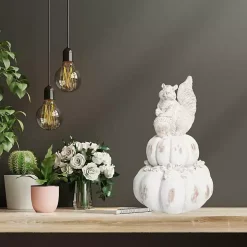 White Squirrel and Pumpkin Statue