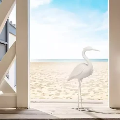 White Standing Egret Statue, 15 in.