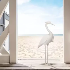 White Standing Egret Statue, 18 in.