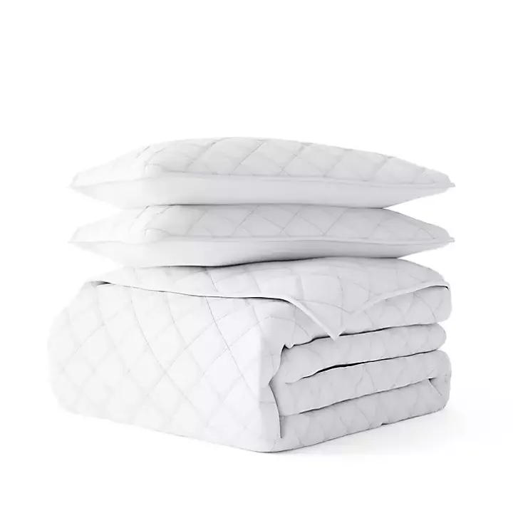 White Stitched Diamond 2-pc. Twin Quilt Set