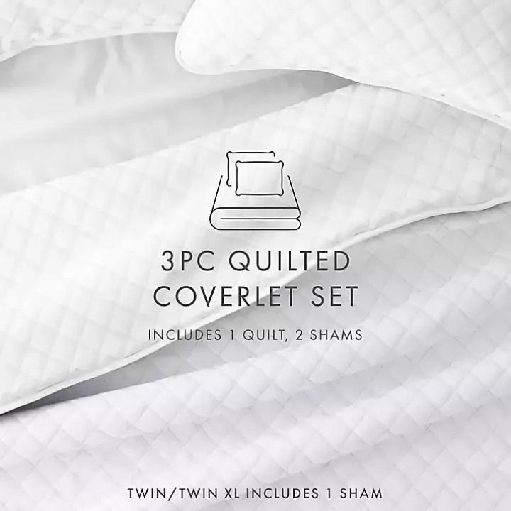 White Stitched Diamond 2-pc. Twin Quilt Set