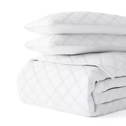 White Stitched Diamond 3-pc. Queen Quilt Set