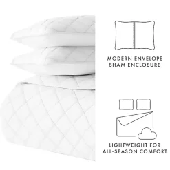 White Stitched Diamond 3-pc. Queen Quilt Set
