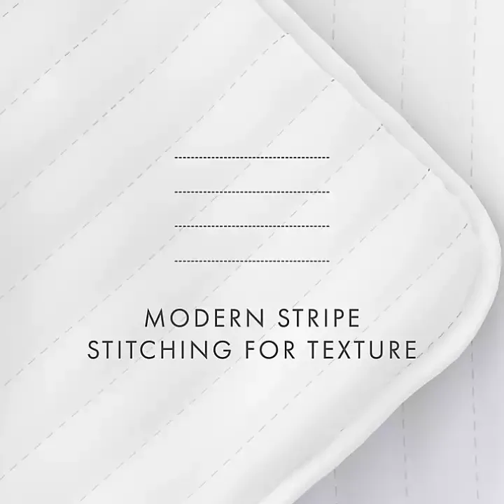 White Stitched Stripes 3-pc. King Quilt Set