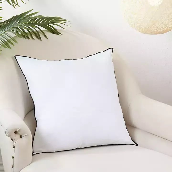 White Stonewashed Stitched Edge Pillow