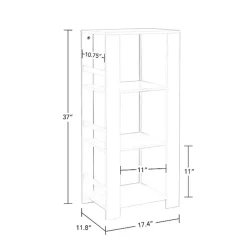 White Storage Tower Bookshelf with 2 Navy Bins