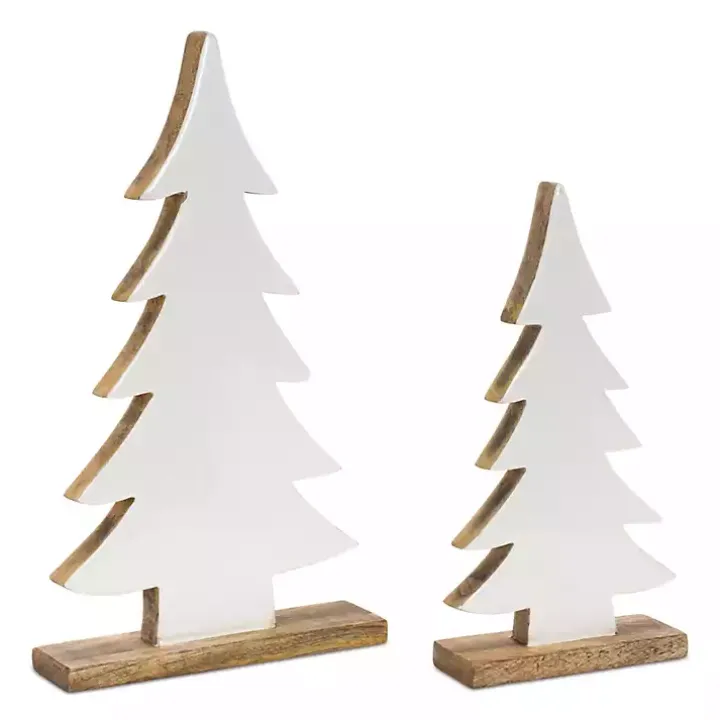 White Straight Silhouette 2-pc. Christmas Tree Set