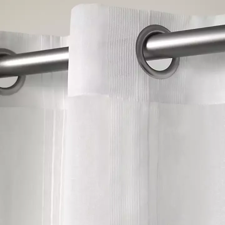 White Stripe Sheer Curtain Panel Set, 108 in.