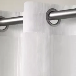White Stripe Sheer Curtain Panel Set, 96 in.
