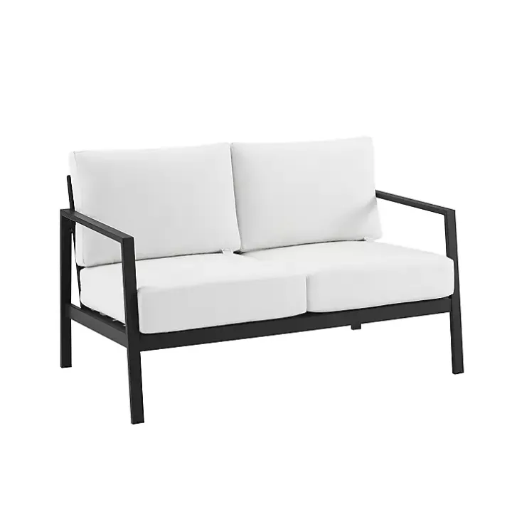 White Sunbrella Cushions Holland Outdoor Loveseat