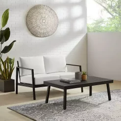 White Sunbrella Cushions Holland Outdoor Loveseat