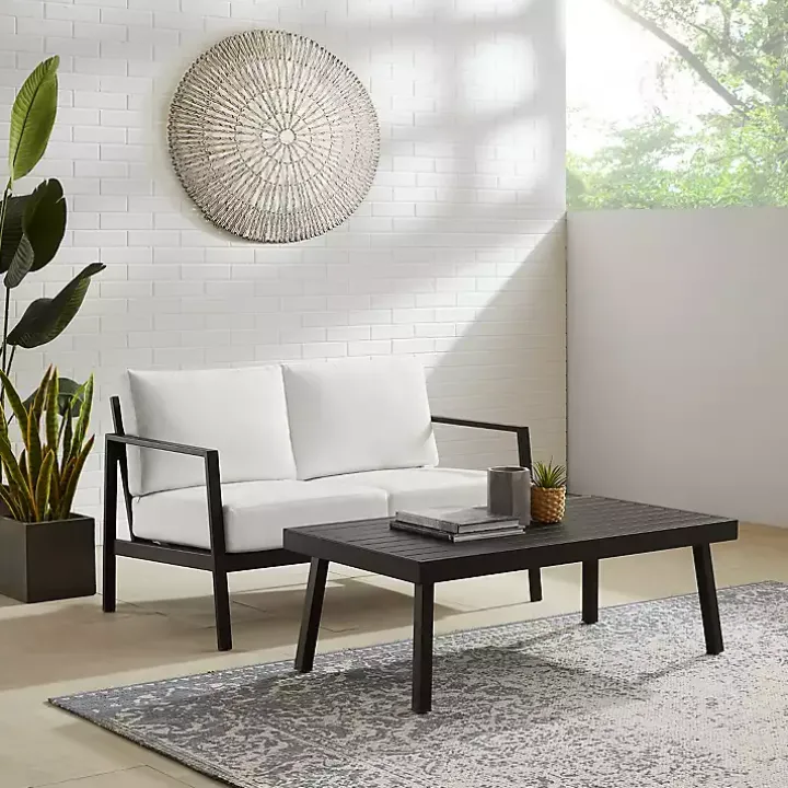 White Sunbrella Cushions Holland Outdoor Loveseat