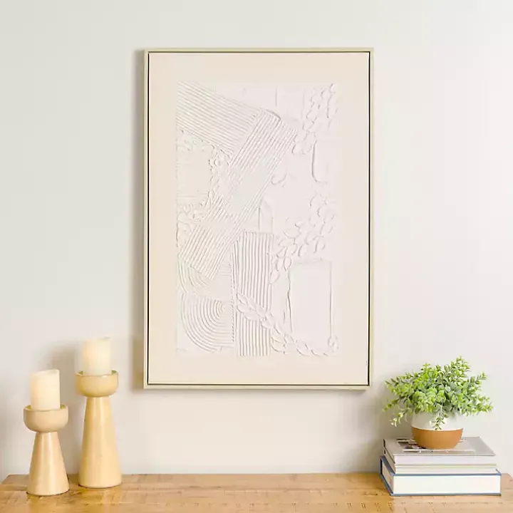 White Texture Abstract Canvas Wall Art