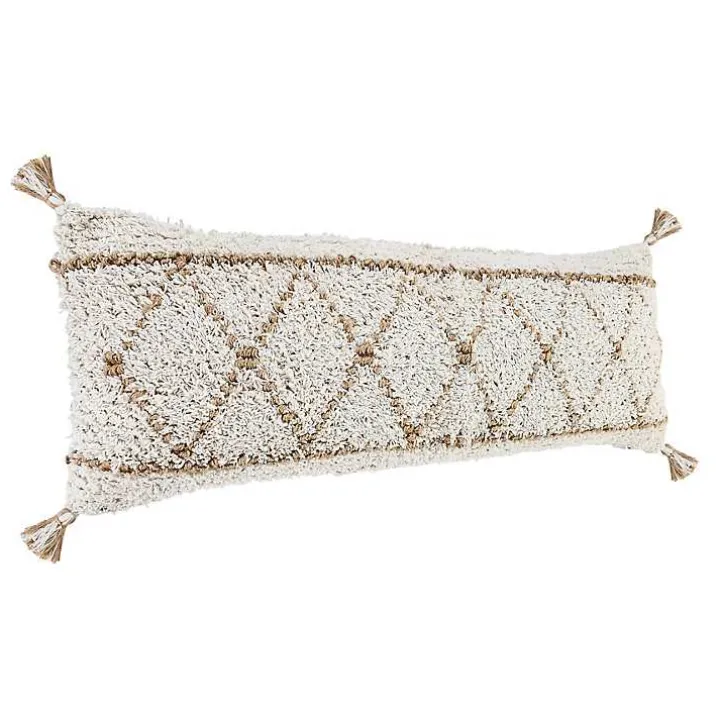 White Textured Diamond Lumbar Pillow