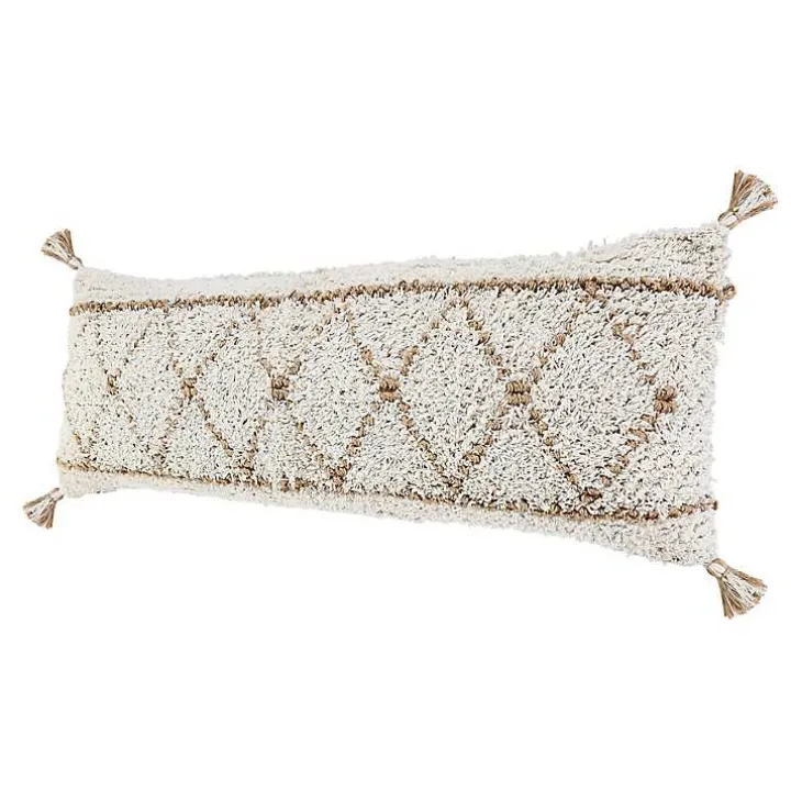 White Textured Diamond Lumbar Pillow