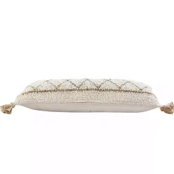 White Textured Diamond Lumbar Pillow