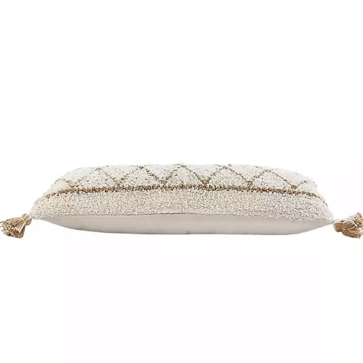 White Textured Diamond Lumbar Pillow
