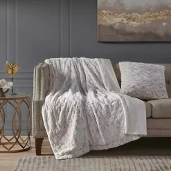 White Textured Faux Fur Pillow