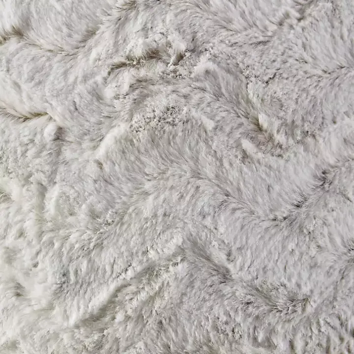 White Textured Faux Fur Pillow