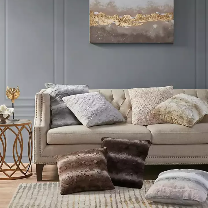 White Textured Faux Fur Pillow