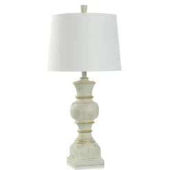 White Textured Spindle Table Lamp