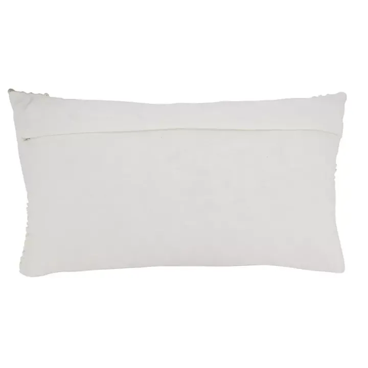 White Textured Woven Diamond Lumbar Pillow