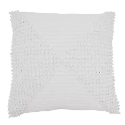 White Textured Woven Diamond Throw Pillow