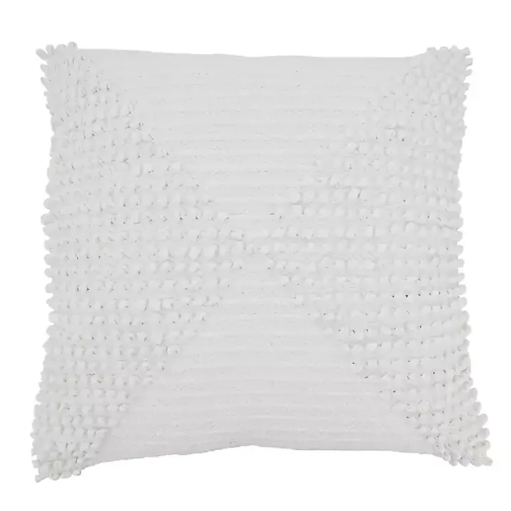 White Textured Woven Diamond Throw Pillow