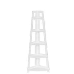 White 5-Tier Corner Ladder Shelves