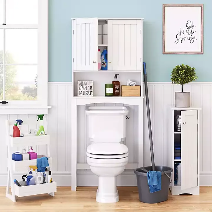 White Tiered 3-Shelf Bathroom Shelves