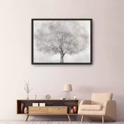 White Tree Blossoms Framed Canvas Print