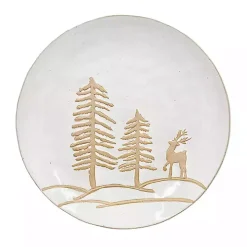 White Trees and Deer Dinner Plates, Set of 4