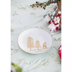 White Trees and Deer Dinner Plates, Set of 4
