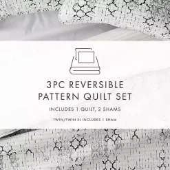 White Trellis Reversible 2-pc. Twin Quilt Set