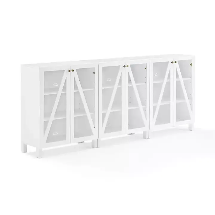 White Triangle 6-Door Wood Media Cabinet