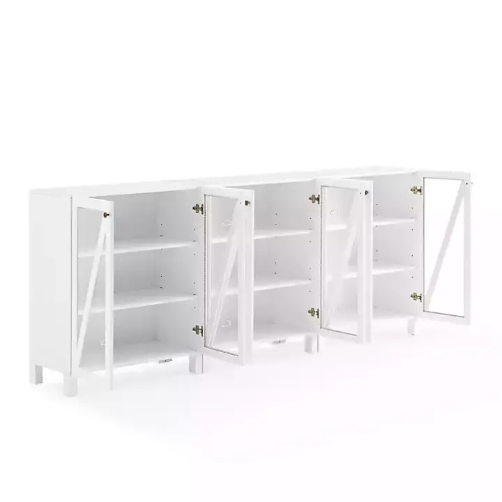 White Triangle 6-Door Wood Media Cabinet