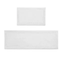 White Tufted Reversible Bath Mat, 34 in.