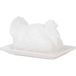 White Turkey Harvest Butter Dish