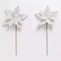 White Tweed Magnolia Picks, Set of 2