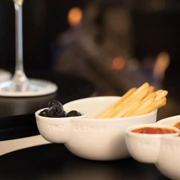 White Two Gether Porcelain Chip & Dip Bowl