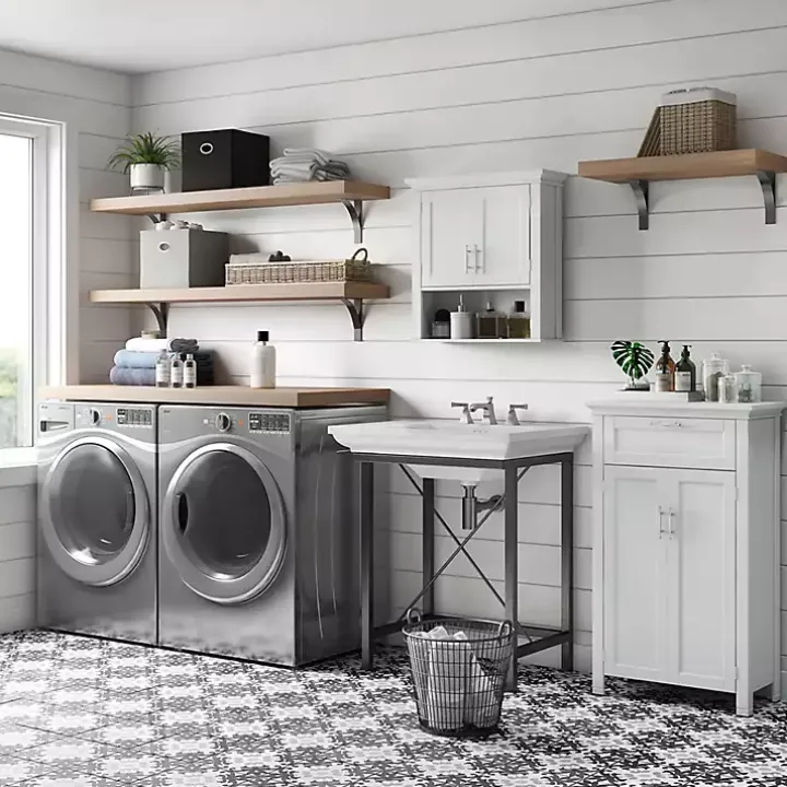 White Two-Door Top Shelf Cabinet