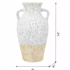 White Two-Tone Ceramic Jug Vase with Handles