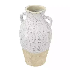White Two-Tone Ceramic Jug Vase with Handles