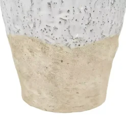 White Two-Tone Ceramic Jug Vase with Handles