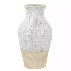 White Two-Tone Ceramic Jug Vase with Handles