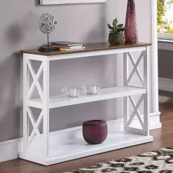 White Two-Tone Double X Sides Console Table