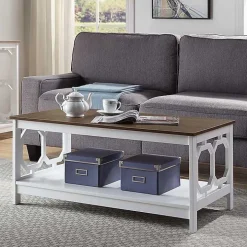 White Two-Tone Geometric Sides Coffee Table