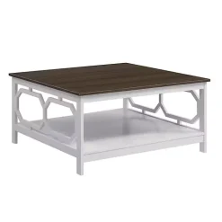 White Two-Tone Geometric Sides Square Coffee Table
