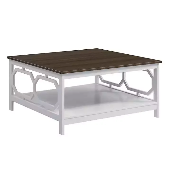 White Two-Tone Geometric Sides Square Coffee Table