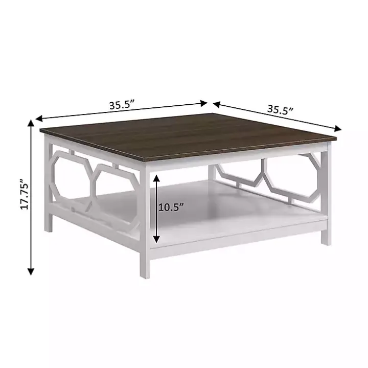 White Two-Tone Geometric Sides Square Coffee Table